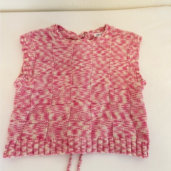 Steve Madden‎ Womens Size XS Cicillia Sweater Pink White Lace up Back Tank - Picture 8 of 10